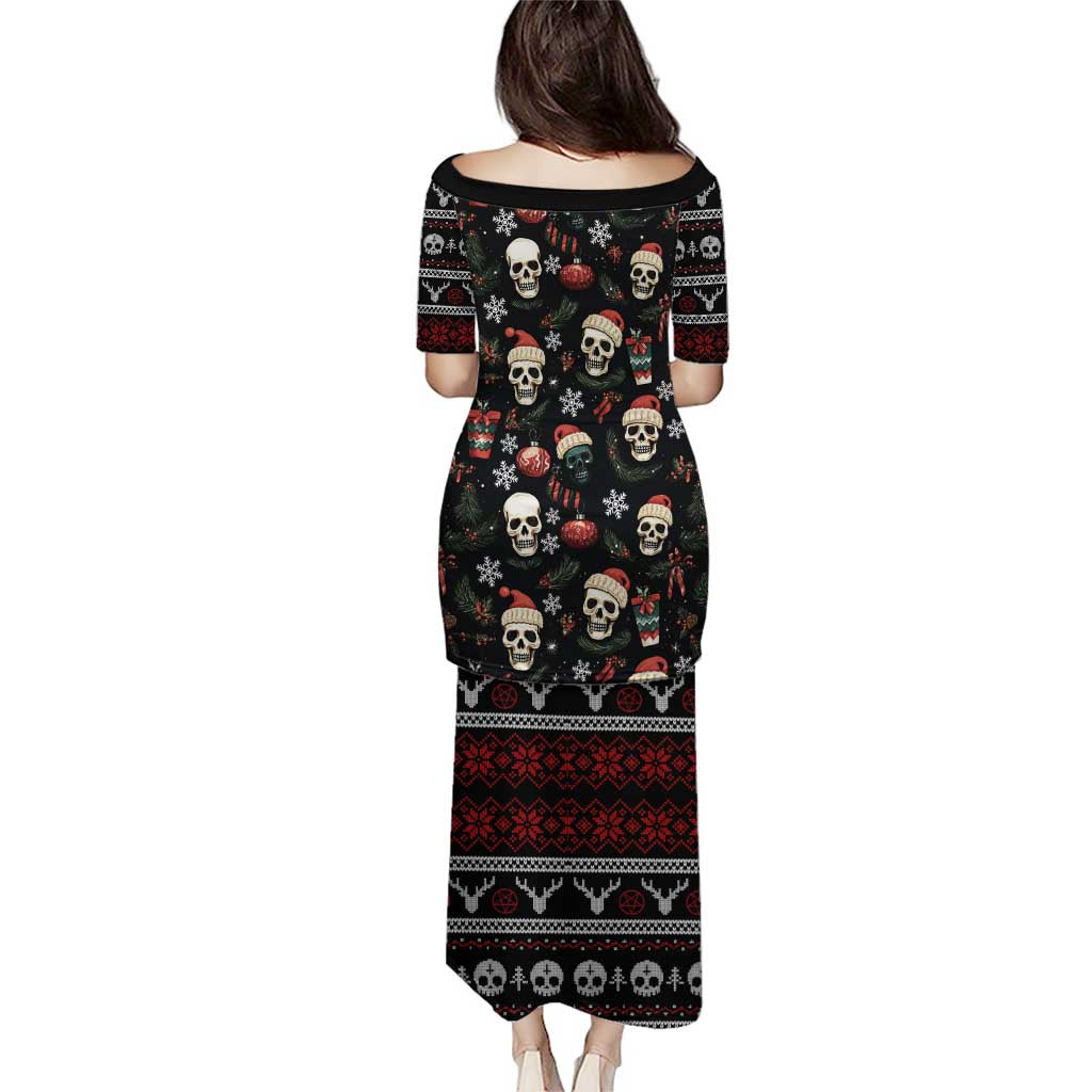 Skull Face Christmas Puletasi Xmas Holiday Patterns - Wonder Print Shop