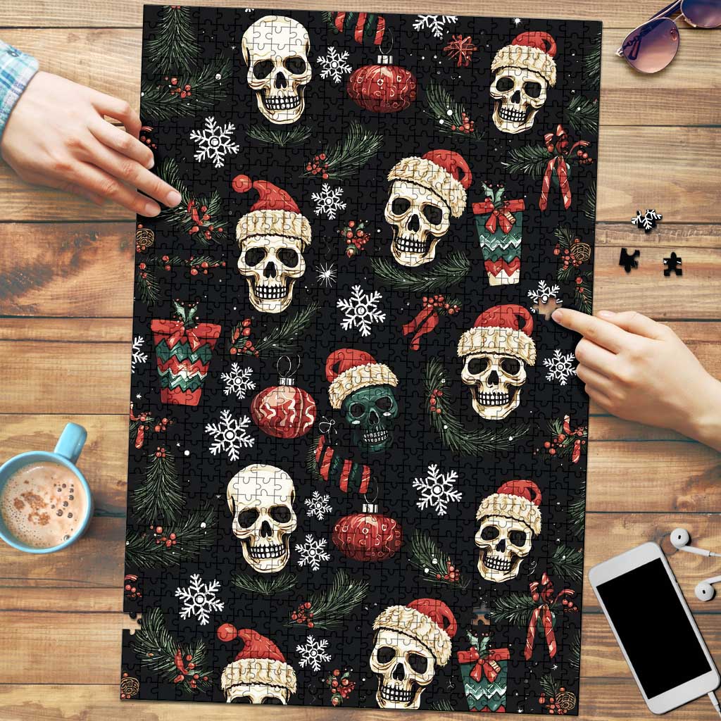Skull Face Christmas Puzzle Xmas Holiday Patterns - Wonder Print Shop