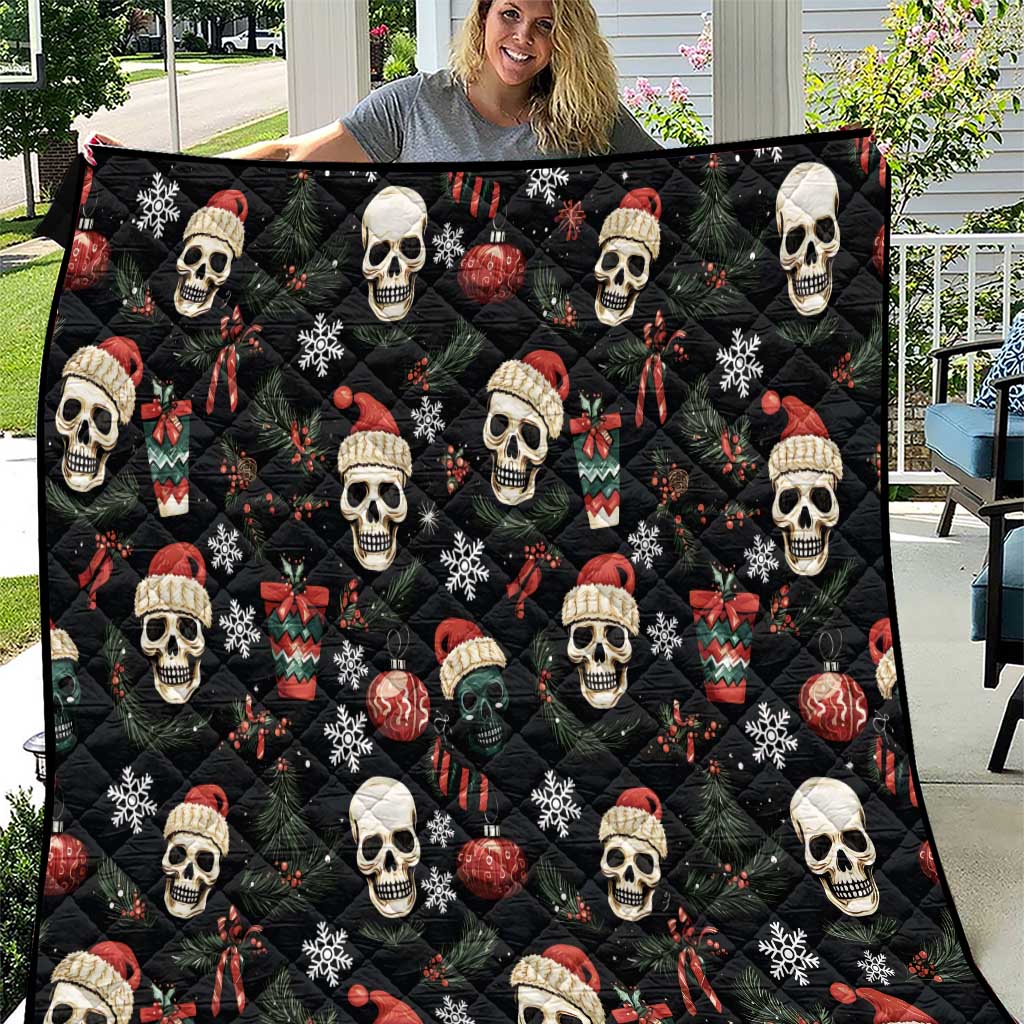 Skull Face Christmas Quilt Xmas Holiday Patterns - Wonder Print Shop