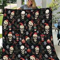Skull Face Christmas Quilt Xmas Holiday Patterns - Wonder Print Shop