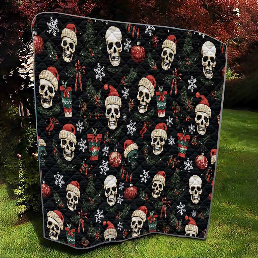 Skull Face Christmas Quilt Xmas Holiday Patterns - Wonder Print Shop