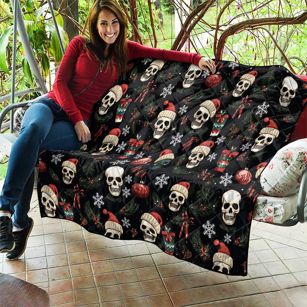 Skull Face Christmas Quilt Xmas Holiday Patterns - Wonder Print Shop