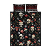 Skull Face Christmas Quilt Bed Set Xmas Holiday Patterns - Wonder Print Shop