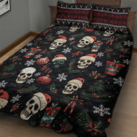 Skull Face Christmas Quilt Bed Set Xmas Holiday Patterns - Wonder Print Shop