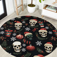 Skull Face Christmas Round Carpet Xmas Holiday Patterns - Wonder Print Shop