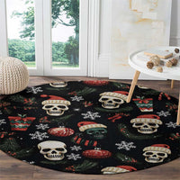 Skull Face Christmas Round Carpet Xmas Holiday Patterns - Wonder Print Shop