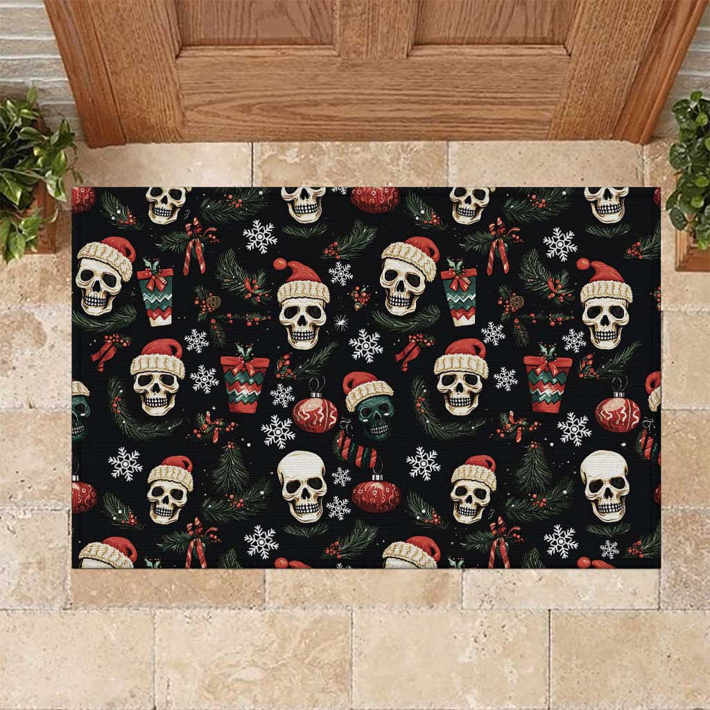 Skull Face Christmas Rubber Doormat Xmas Holiday Patterns - Wonder Print Shop