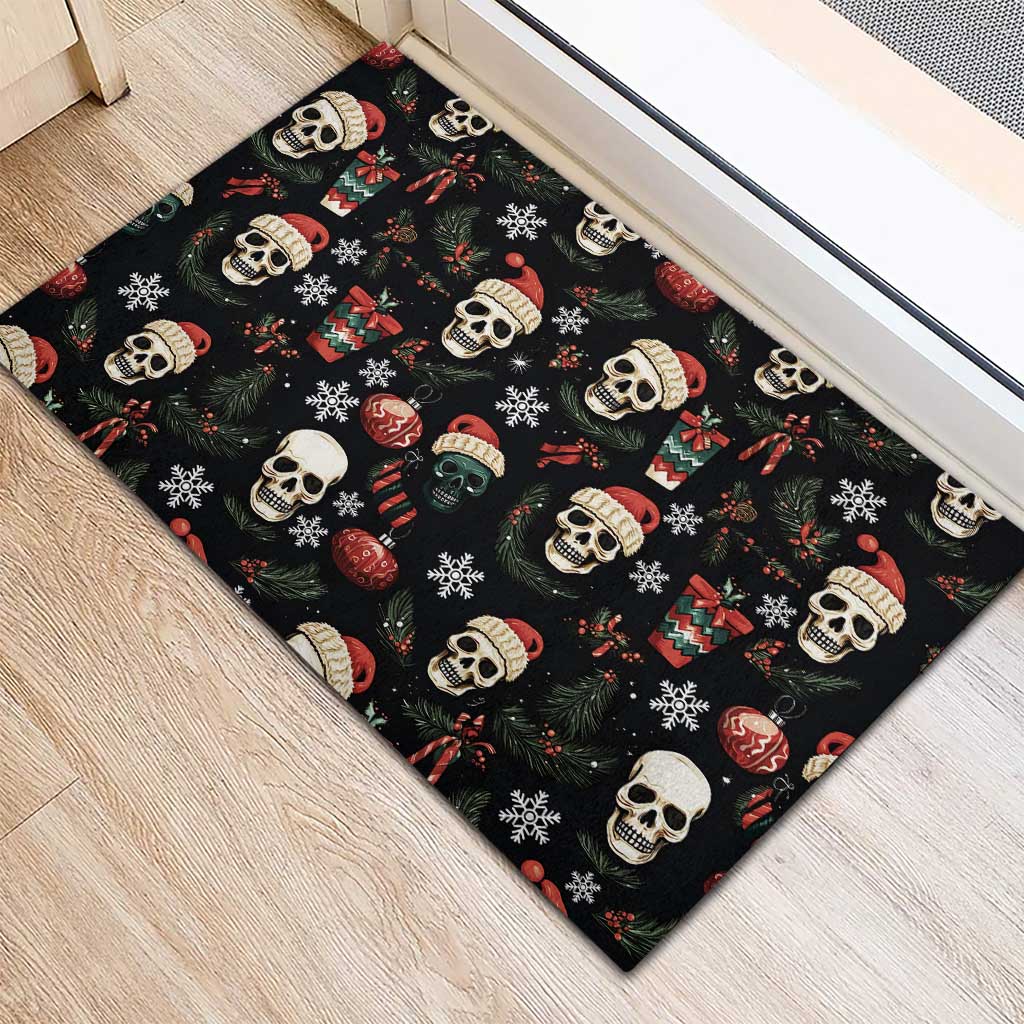 Skull Face Christmas Rubber Doormat Xmas Holiday Patterns - Wonder Print Shop