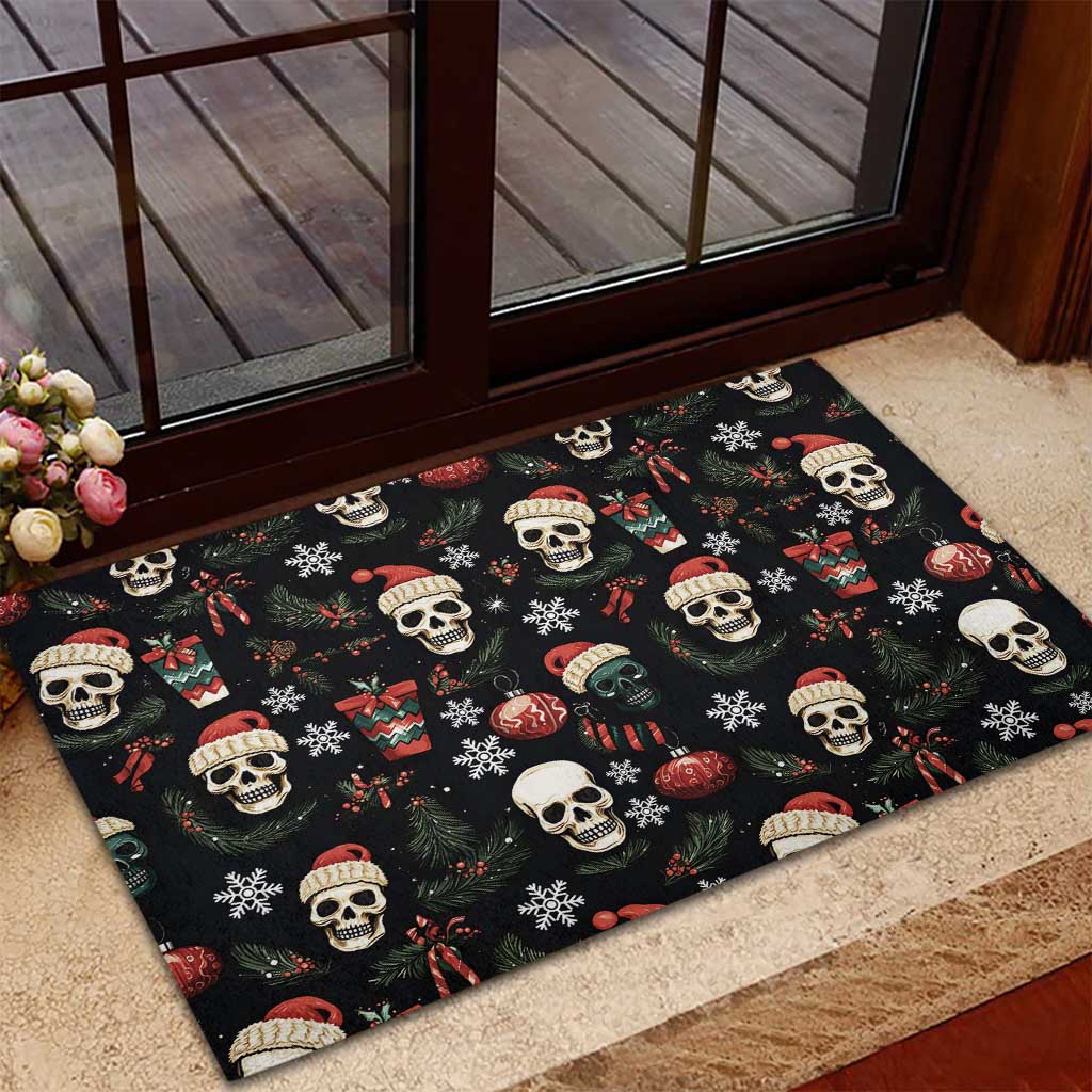 Skull Face Christmas Rubber Doormat Xmas Holiday Patterns - Wonder Print Shop