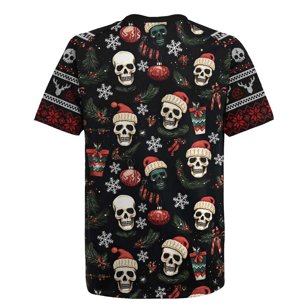 Skull Face Christmas Rugby Jersey Xmas Holiday Patterns - Wonder Print Shop