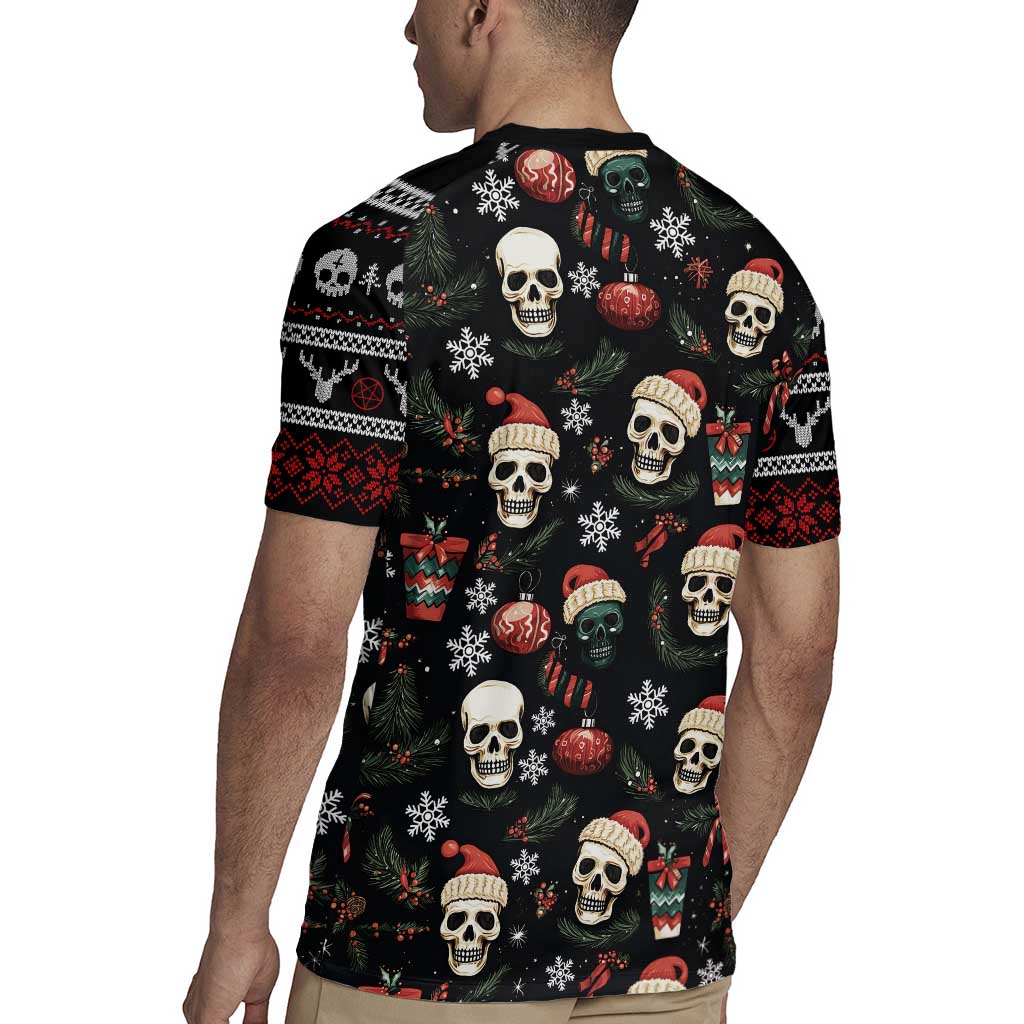 Skull Face Christmas Rugby Jersey Xmas Holiday Patterns - Wonder Print Shop