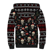 Skull Face Christmas Sherpa Hoodie Xmas Holiday Patterns - Wonder Print Shop