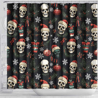 Skull Face Christmas Shower Curtain Xmas Holiday Patterns - Wonder Print Shop