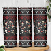 Skull Face Christmas Skinny Tumbler Xmas Holiday Patterns - Wonder Print Shop