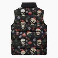 Skull Face Christmas Sleeveless Puffer Jacket Xmas Holiday Patterns - Wonder Print Shop