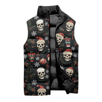 Skull Face Christmas Sleeveless Puffer Jacket Xmas Holiday Patterns - Wonder Print Shop