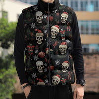 Skull Face Christmas Sleeveless Puffer Jacket Xmas Holiday Patterns - Wonder Print Shop