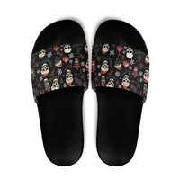 Skull Face Christmas Slide Sandals Xmas Holiday Patterns - Wonder Print Shop