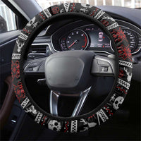 Skull Face Christmas Steering Wheel Cover Xmas Holiday Patterns - Wonder Print Shop