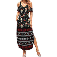 Skull Face Christmas Summer Maxi Dress Xmas Holiday Patterns - Wonder Print Shop