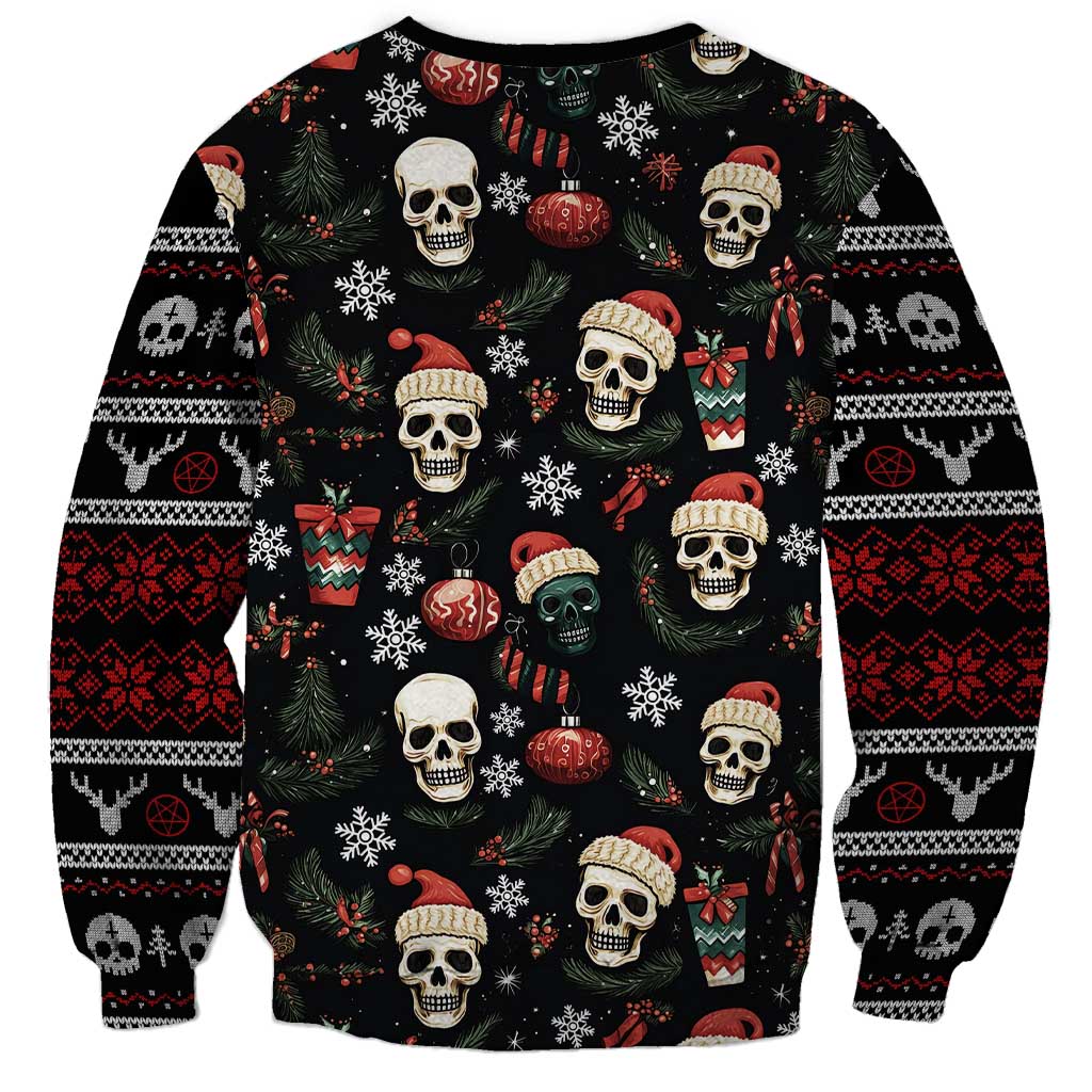 Skull Face Christmas Sweatshirt Xmas Holiday Patterns - Wonder Print Shop