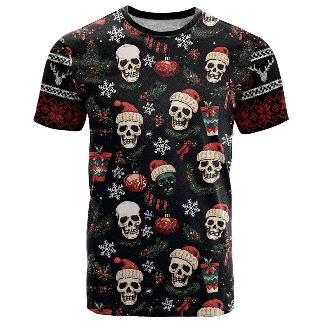 Skull Face Christmas T Shirt Xmas Holiday Patterns - Wonder Print Shop