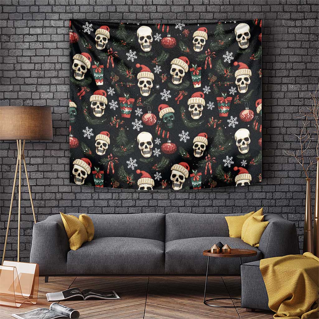 Skull Face Christmas Tapestry Xmas Holiday Patterns - Wonder Print Shop