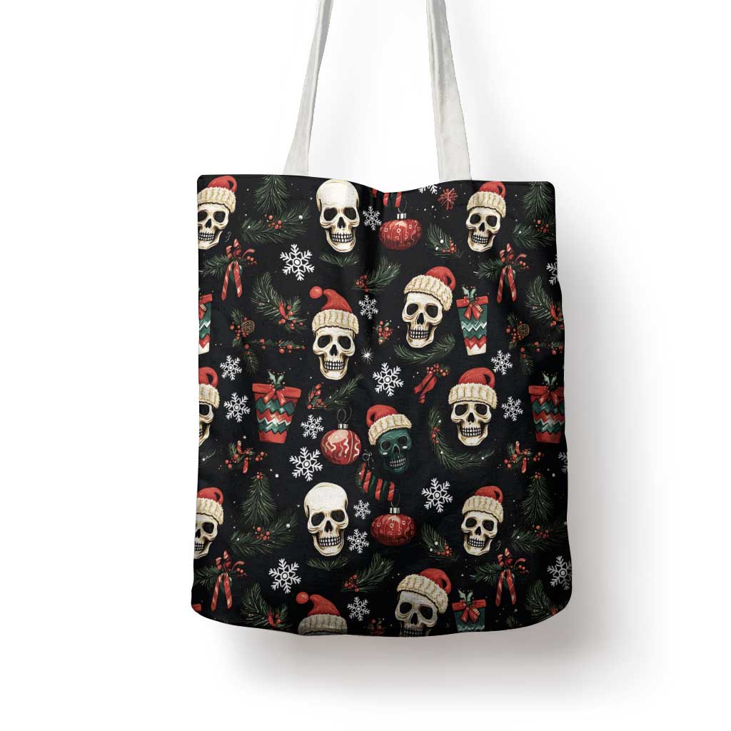 Skull Face Christmas Tote Bag Xmas Holiday Patterns - Wonder Print Shop