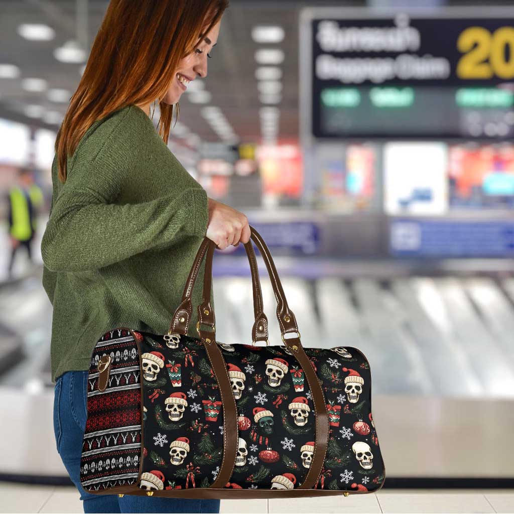 Skull Face Christmas Travel Bag Xmas Holiday Patterns - Wonder Print Shop