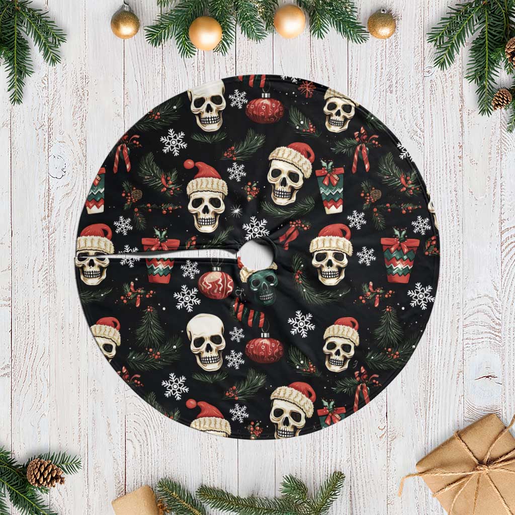 Skull Face Christmas Tree Skirt Xmas Holiday Patterns - Wonder Print Shop