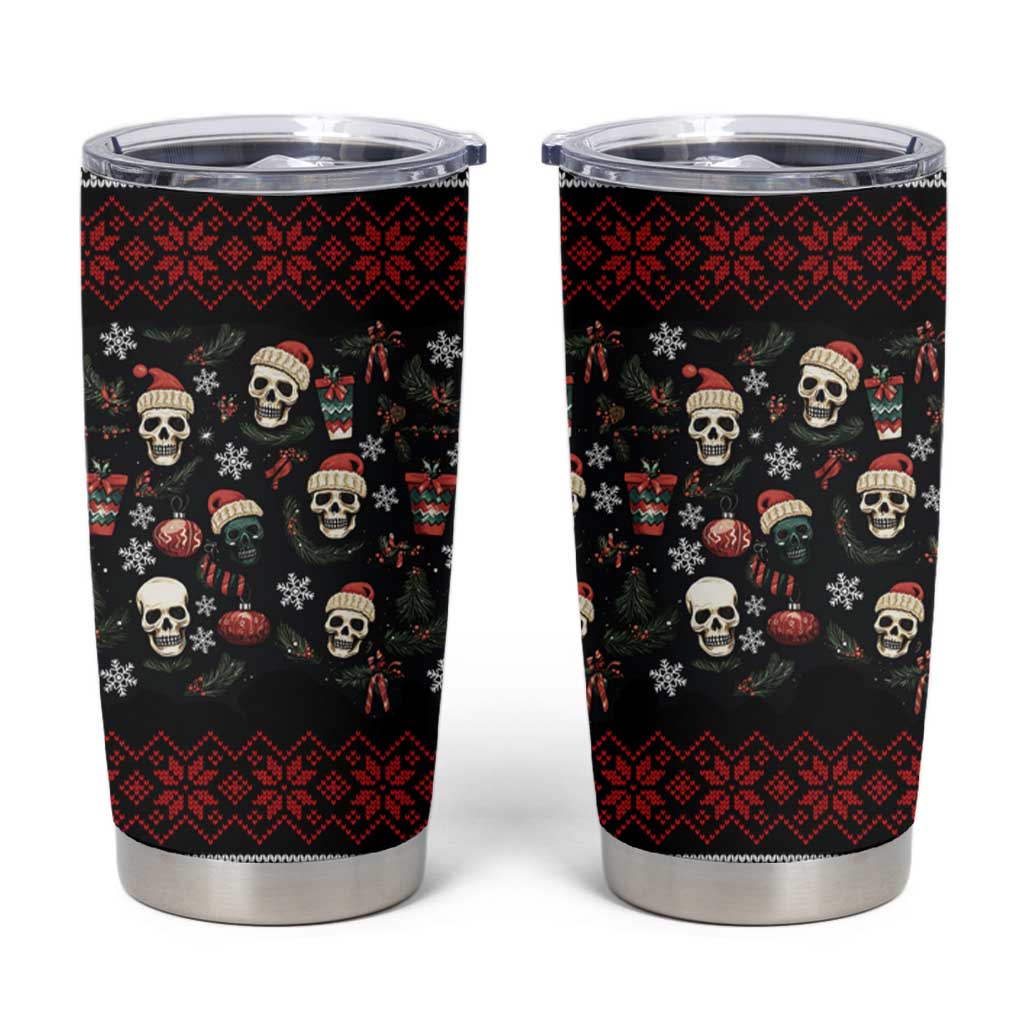 Skull Face Christmas Tumbler Cup Xmas Holiday Patterns - Wonder Print Shop
