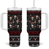 Skull Face Christmas Tumbler With Handle Xmas Holiday Patterns - Wonder Print Shop
