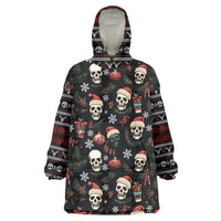 Skull Face Christmas Wearable Blanket Hoodie Xmas Holiday Patterns - Wonder Print Shop