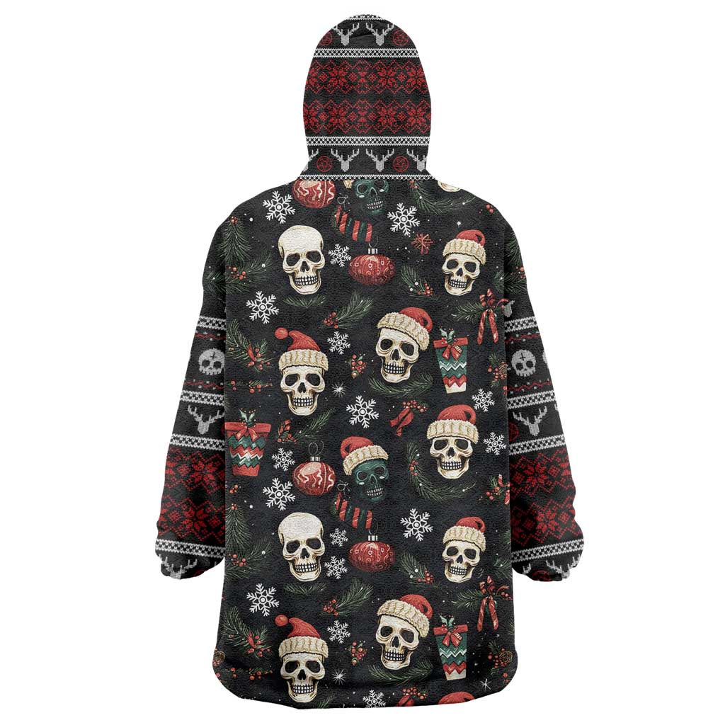 Skull Face Christmas Wearable Blanket Hoodie Xmas Holiday Patterns - Wonder Print Shop