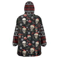Skull Face Christmas Wearable Blanket Hoodie Xmas Holiday Patterns - Wonder Print Shop