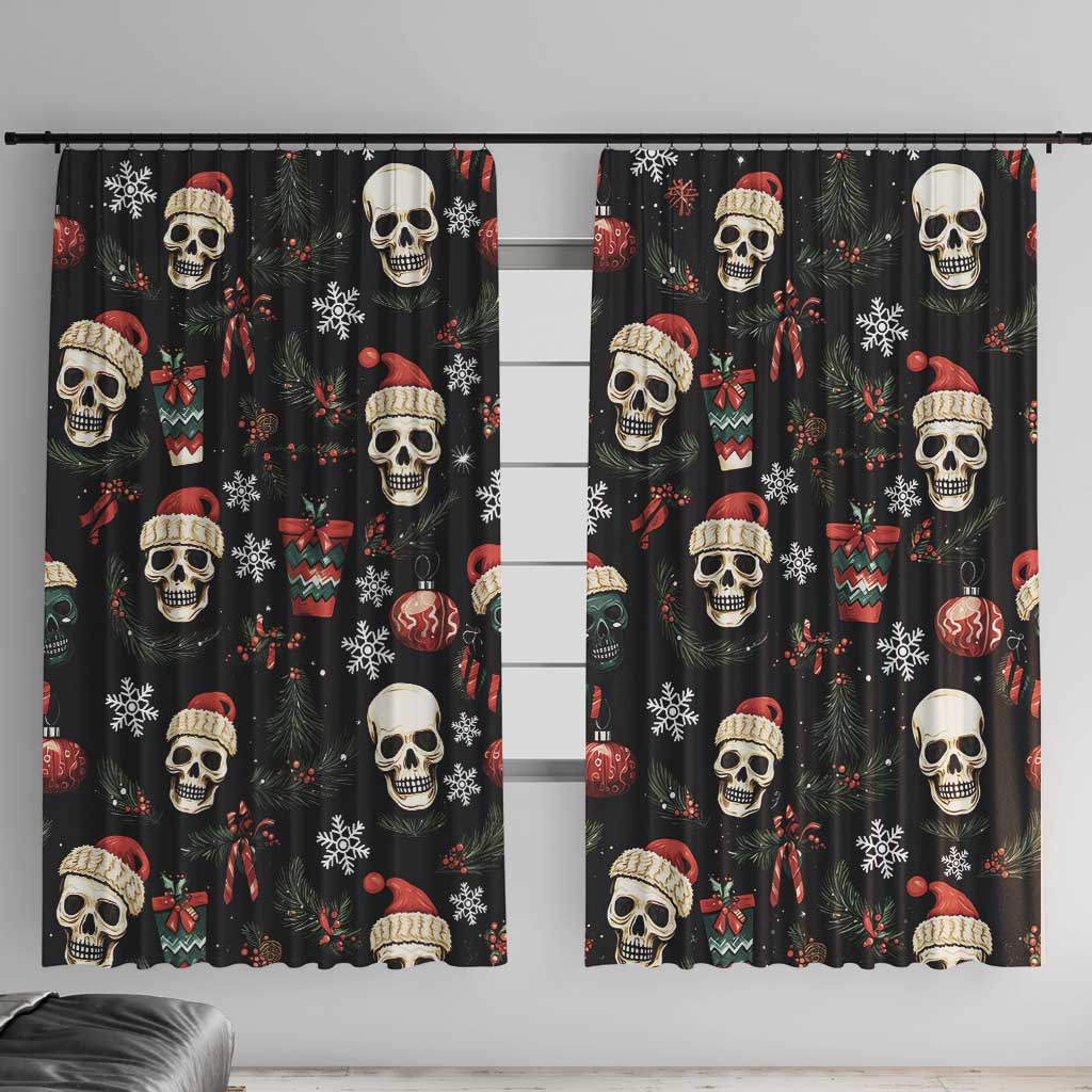 Skull Face Christmas Window Curtain Xmas Holiday Patterns - Wonder Print Shop