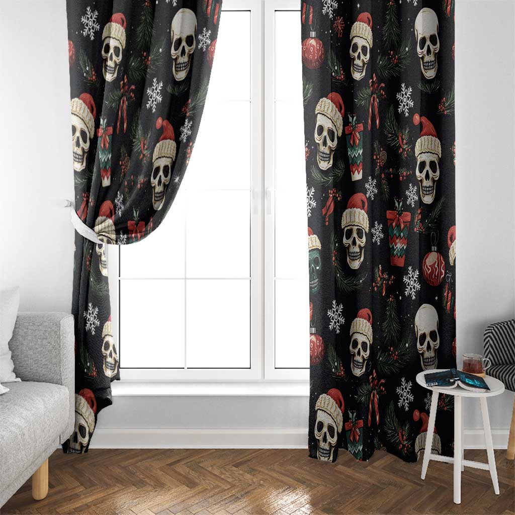 Skull Face Christmas Window Curtain Xmas Holiday Patterns - Wonder Print Shop