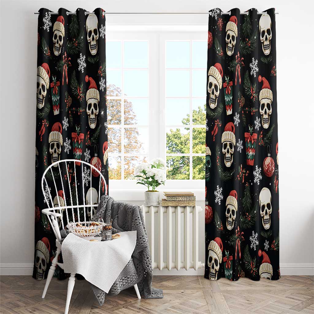 Skull Face Christmas Window Curtain Xmas Holiday Patterns - Wonder Print Shop