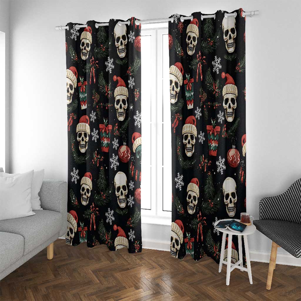 Skull Face Christmas Window Curtain Xmas Holiday Patterns - Wonder Print Shop