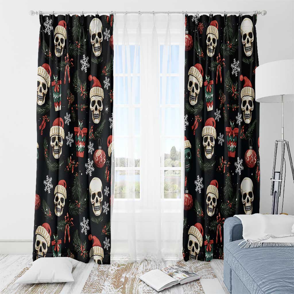 Skull Face Christmas Window Curtain Xmas Holiday Patterns - Wonder Print Shop