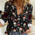 Skull Face Christmas Women Casual Shirt Xmas Holiday Patterns - Wonder Print Shop