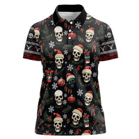 Skull Face Christmas Women Polo Shirt Xmas Holiday Patterns - Wonder Print Shop