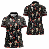 Skull Face Christmas Women Polo Shirt Xmas Holiday Patterns - Wonder Print Shop