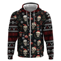 Skull Face Christmas Zip Hoodie Xmas Holiday Patterns - Wonder Print Shop