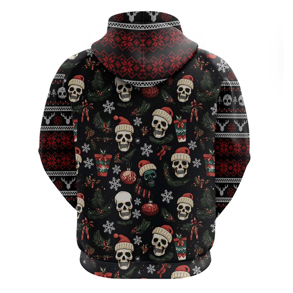 Skull Face Christmas Zip Hoodie Xmas Holiday Patterns - Wonder Print Shop
