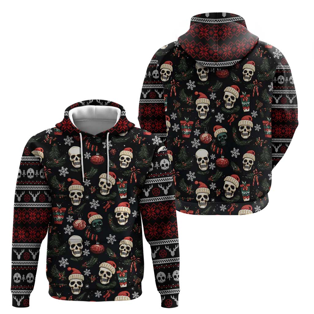 Skull Face Christmas Zip Hoodie Xmas Holiday Patterns - Wonder Print Shop