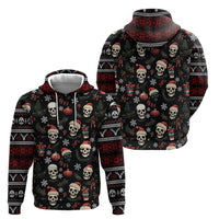 Skull Face Christmas Zip Hoodie Xmas Holiday Patterns - Wonder Print Shop