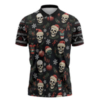 Skull Face Christmas Zipper Polo Shirt Xmas Holiday Patterns - Wonder Print Shop