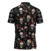 Skull Face Christmas Zipper Polo Shirt Xmas Holiday Patterns - Wonder Print Shop
