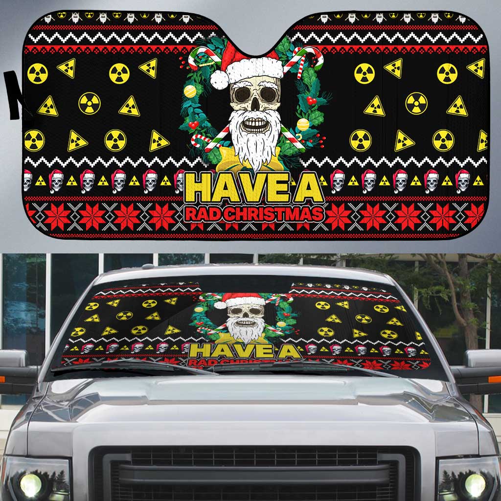 Skull Have A Rad Christmas Auto Sun Shade Xmas Holiday Patterns - Wonder Print Shop